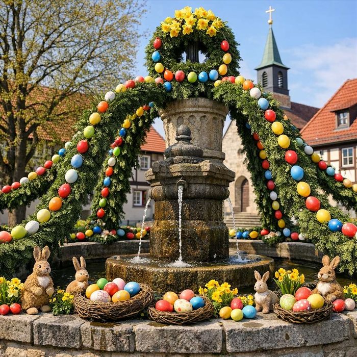 Pourquoi les Allemands décorent les fontaines à Pâques ?